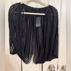 BCBGMaxAzria Black silk sheer cape XS